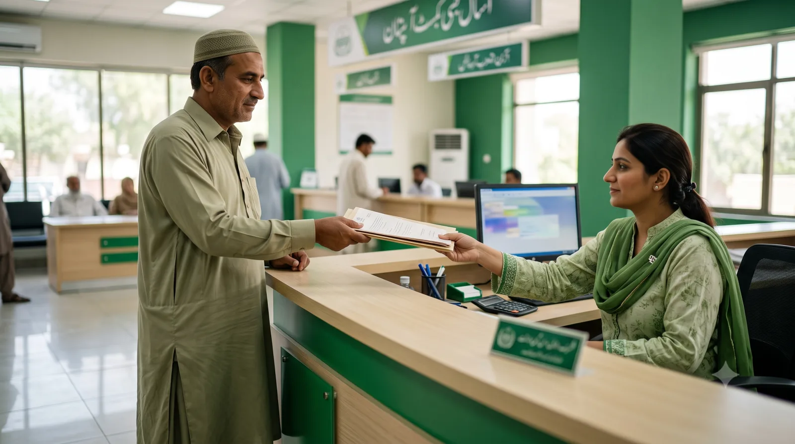 A family representative submitting documents at an Arazi Record Center counter